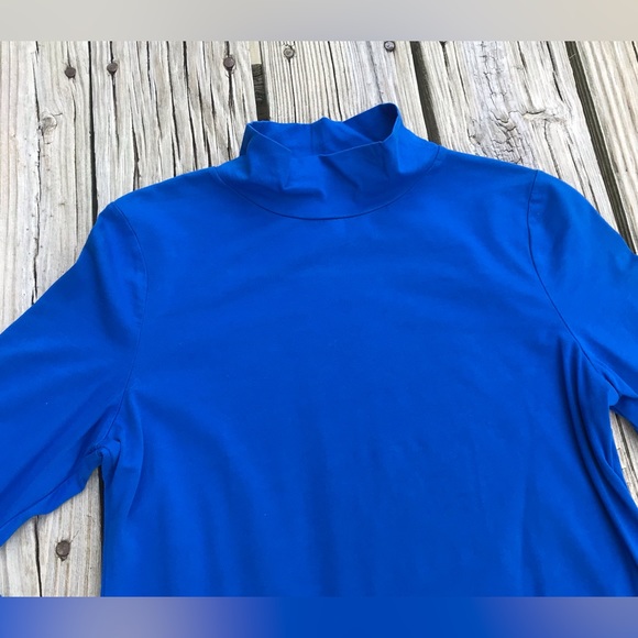 Ladies TALBOTS Petite Small Stretch Knit Solid Cobalt Blue Fit Turtleneck Top S - Picture 2 of 7
